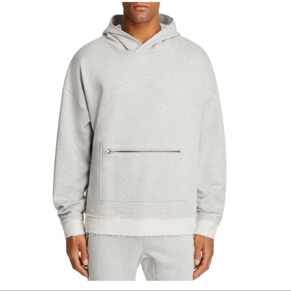 New Men’s The Narrows heather grey raw edge Hoodie Sweatshirt Sweater size large